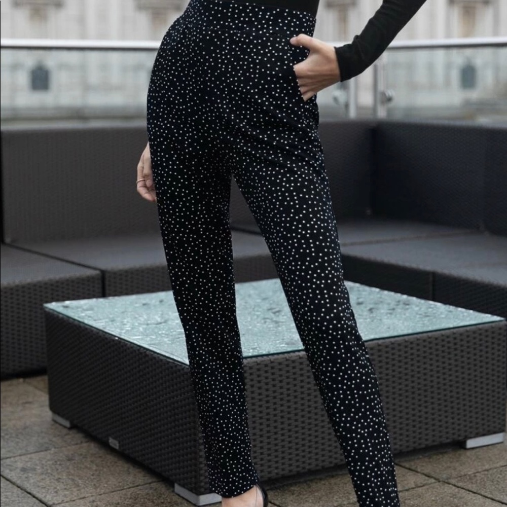 High waisted polka dot tailored pants